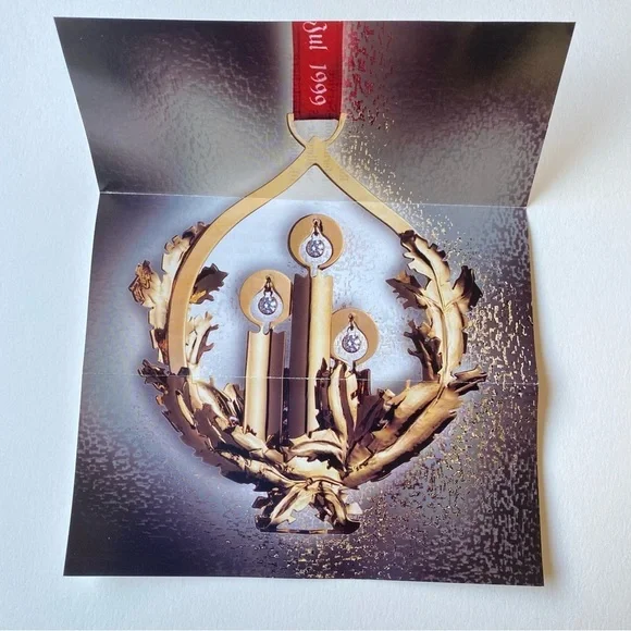 Georg Jensen Gold Plate 1999 Christmas Candles Ornament mobile collection - Picture 7 of 9